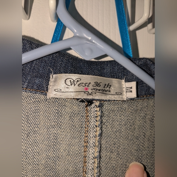 Embellished Denim Jacket by WEST 36th with Fox Fur Trim, Beaded Rhinestone - Picture 10 of 12